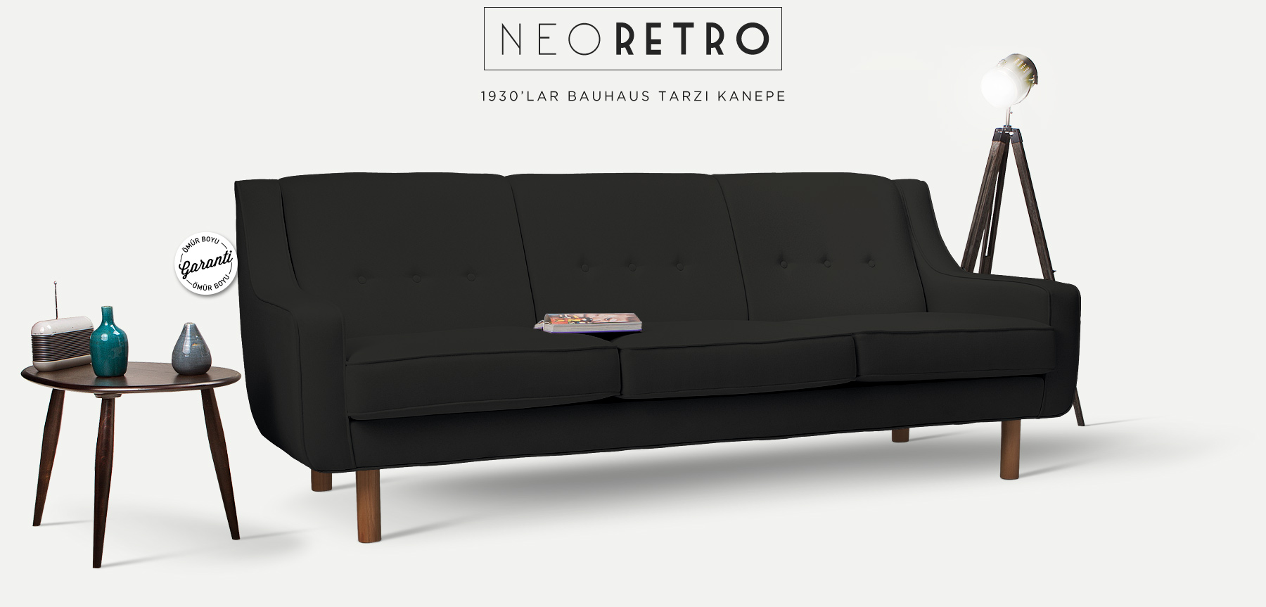 neoretro™ üçlü siyah kanepe'in resmi