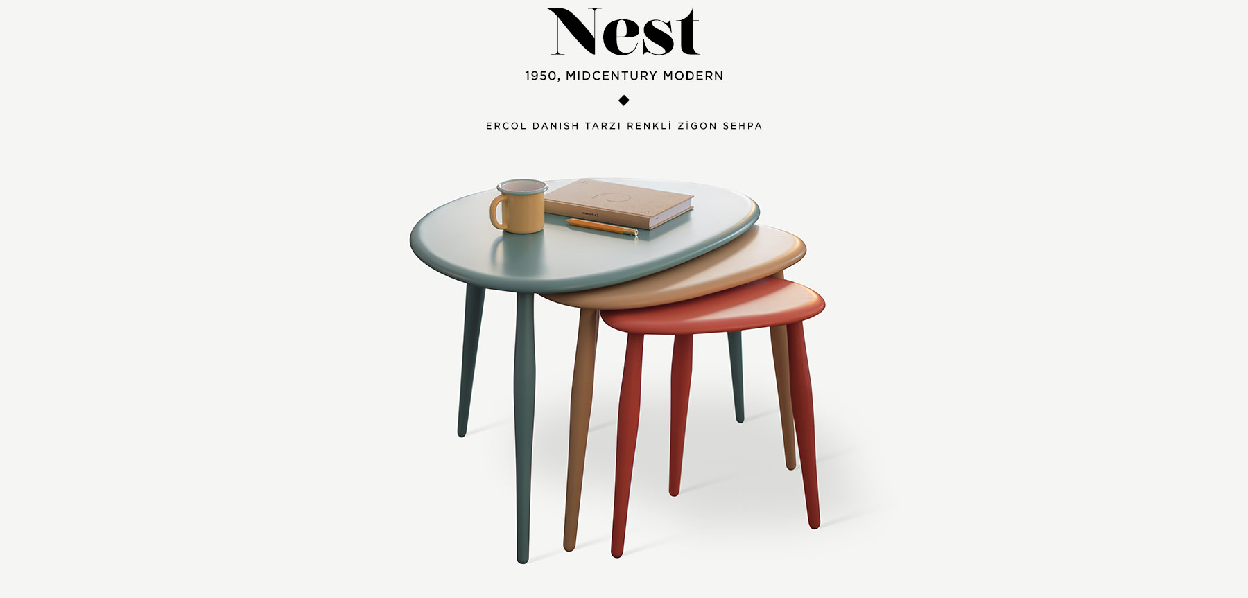 ercol "nest of table" zigon sehpa'in resmi