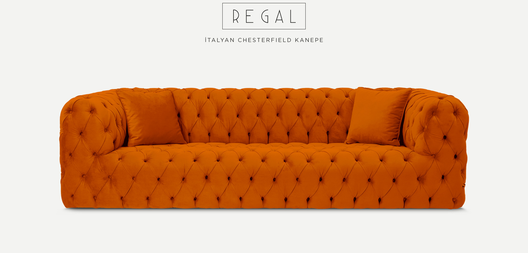 regal üçlü turuncu italyan chesterfıeld'in resmi