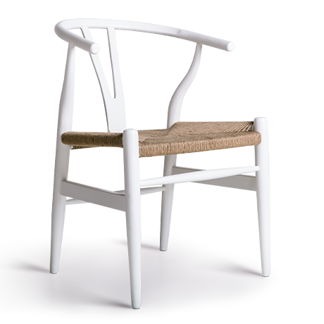 h. wegner beyaz wıshbone danısh™ sandalye'in resmi